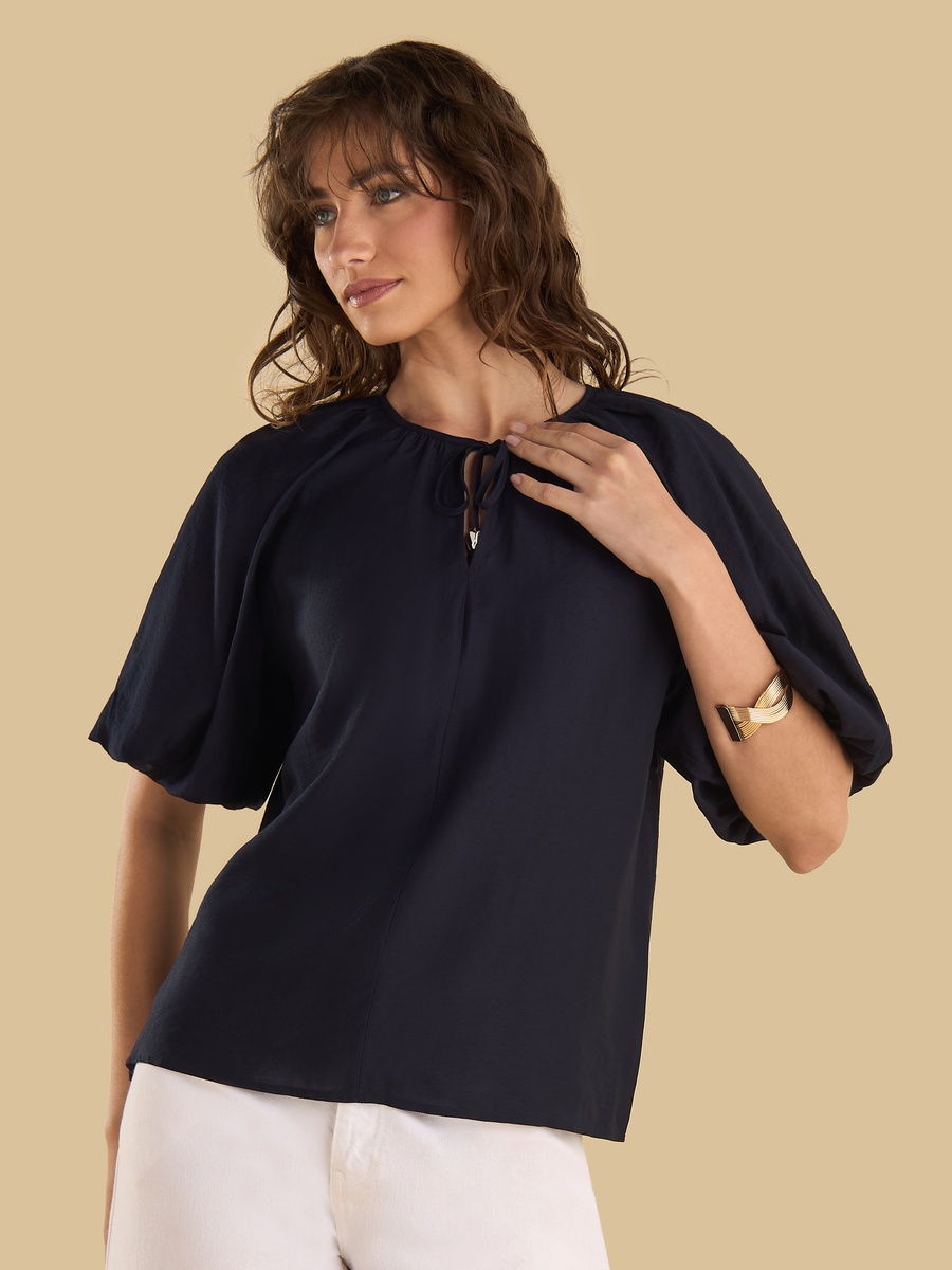 Balloon Top with Tie-Up Neck