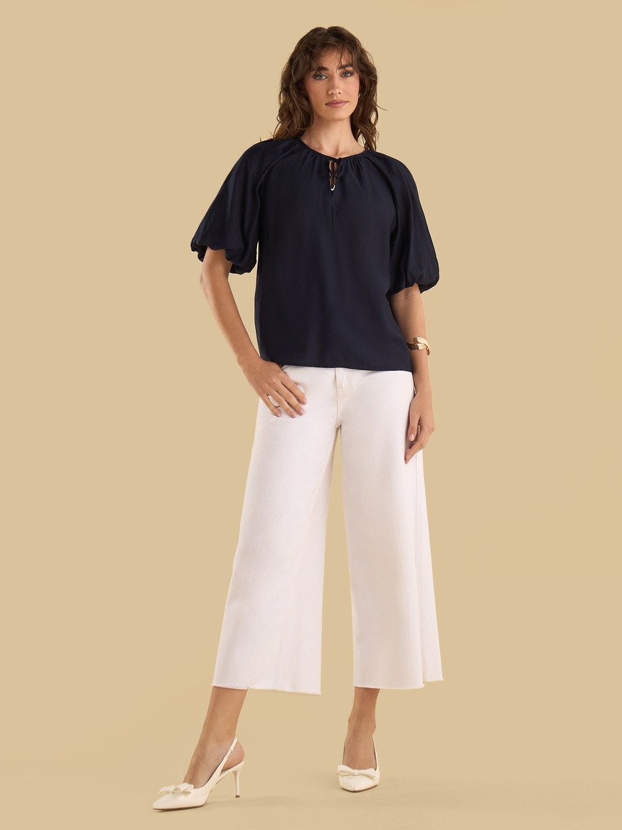 Balloon Top with Tie-Up Neck
