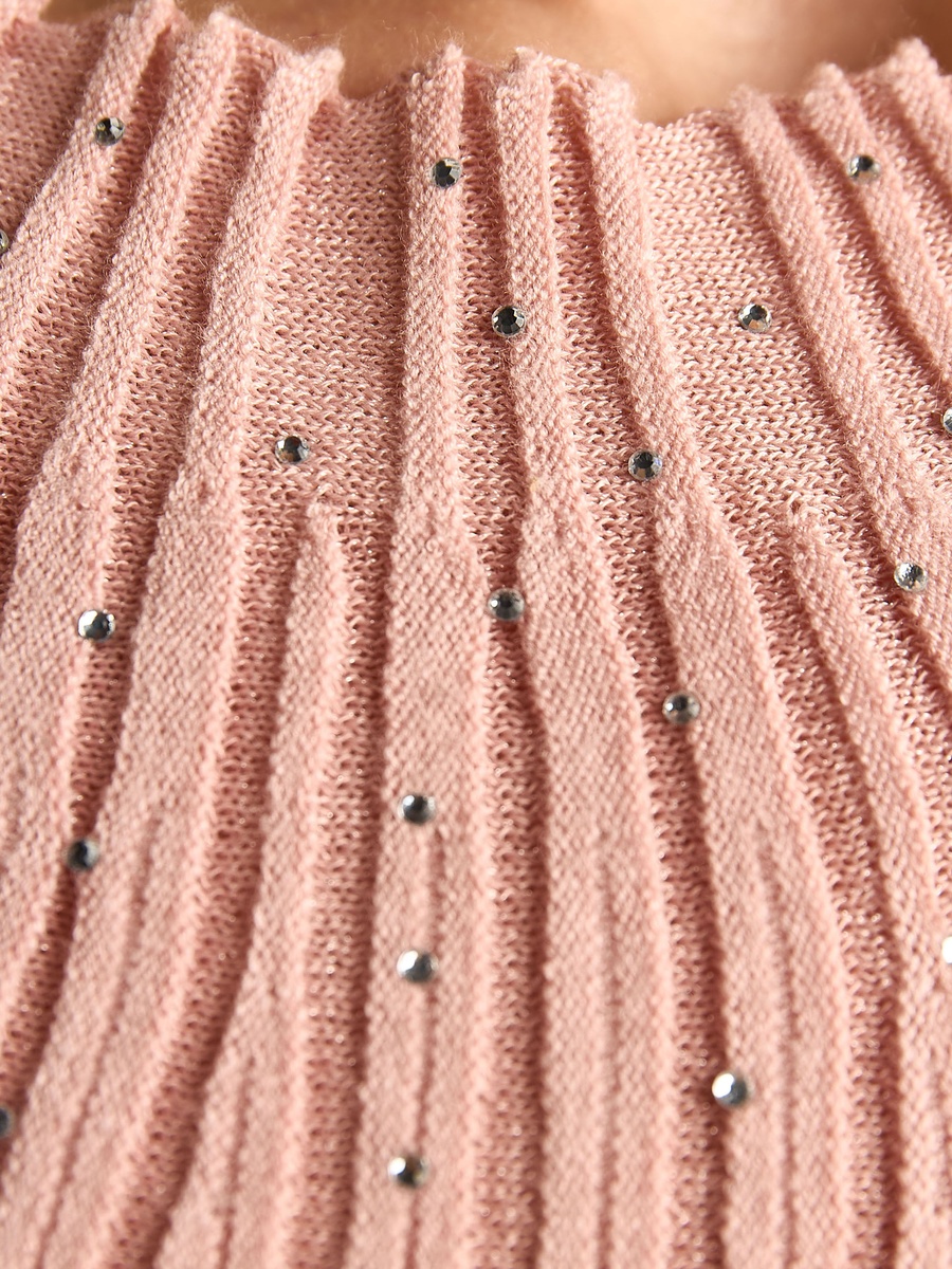 Ribbed Embellished Top with Boat Neck