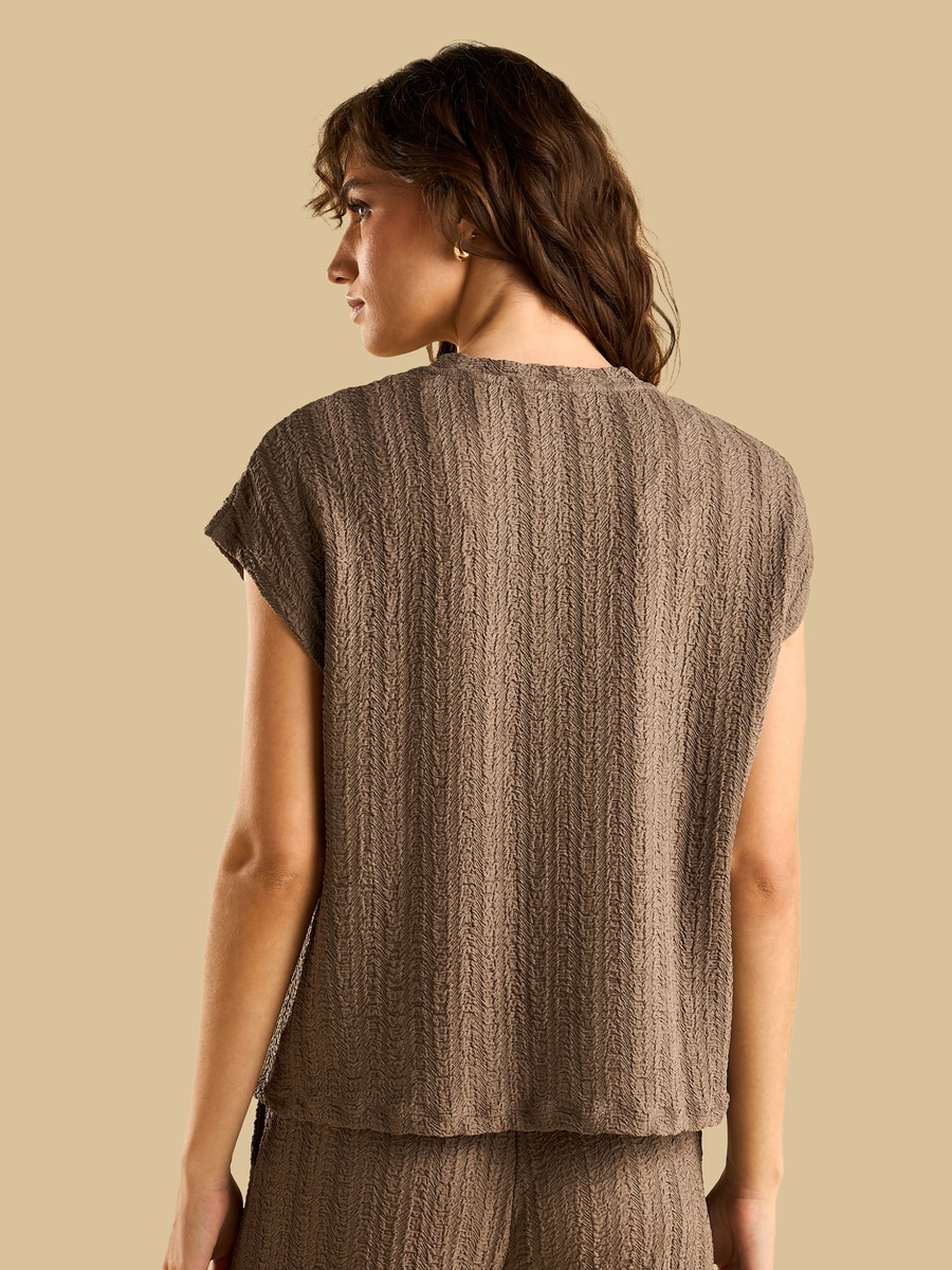Textured Top with Extended Sleeves