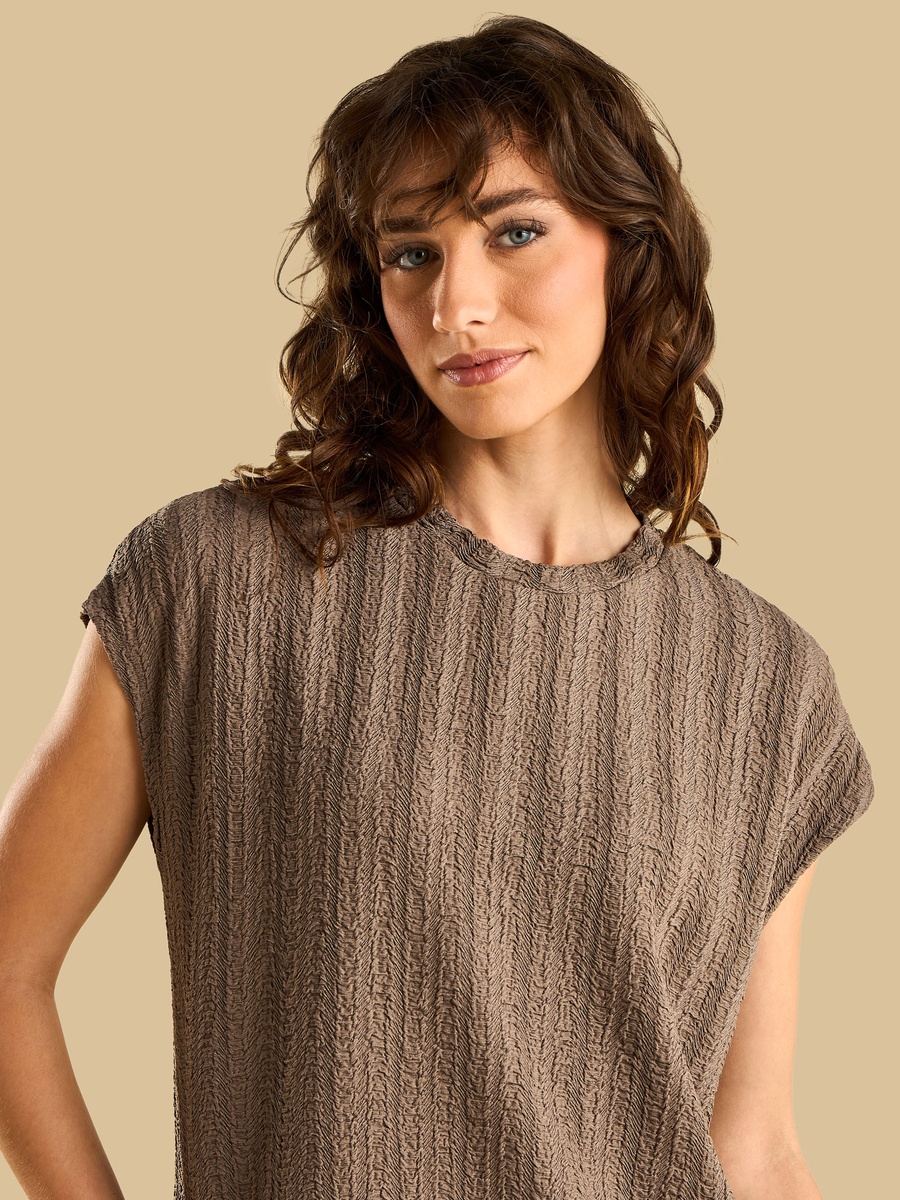 Textured Top with Extended Sleeves