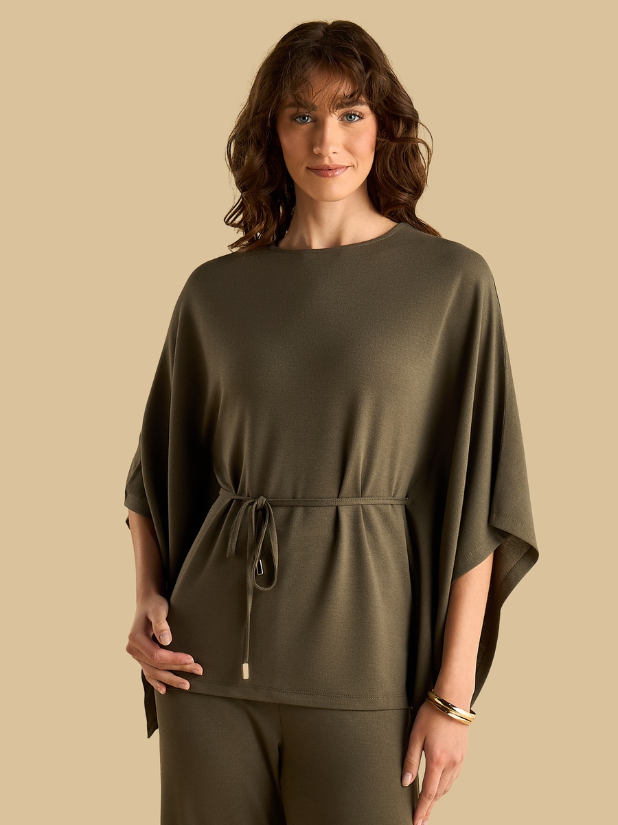 Textured Kaftan Top with Tie-Up Belt