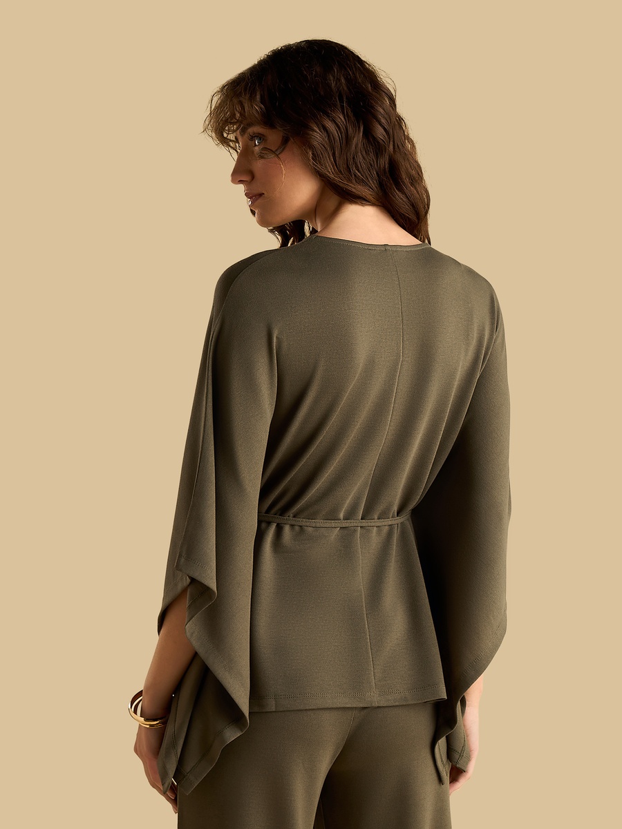 Textured Kaftan Top with Tie-Up Belt