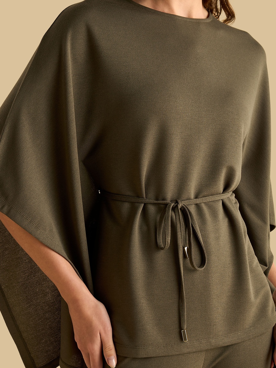 Textured Kaftan Top with Tie-Up Belt