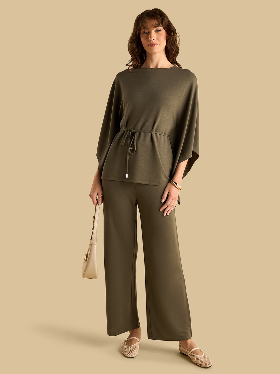Textured Kaftan Top with Tie-Up Belt