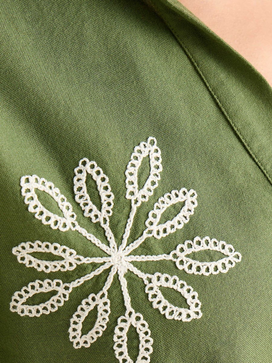 Embroidered Collared Top