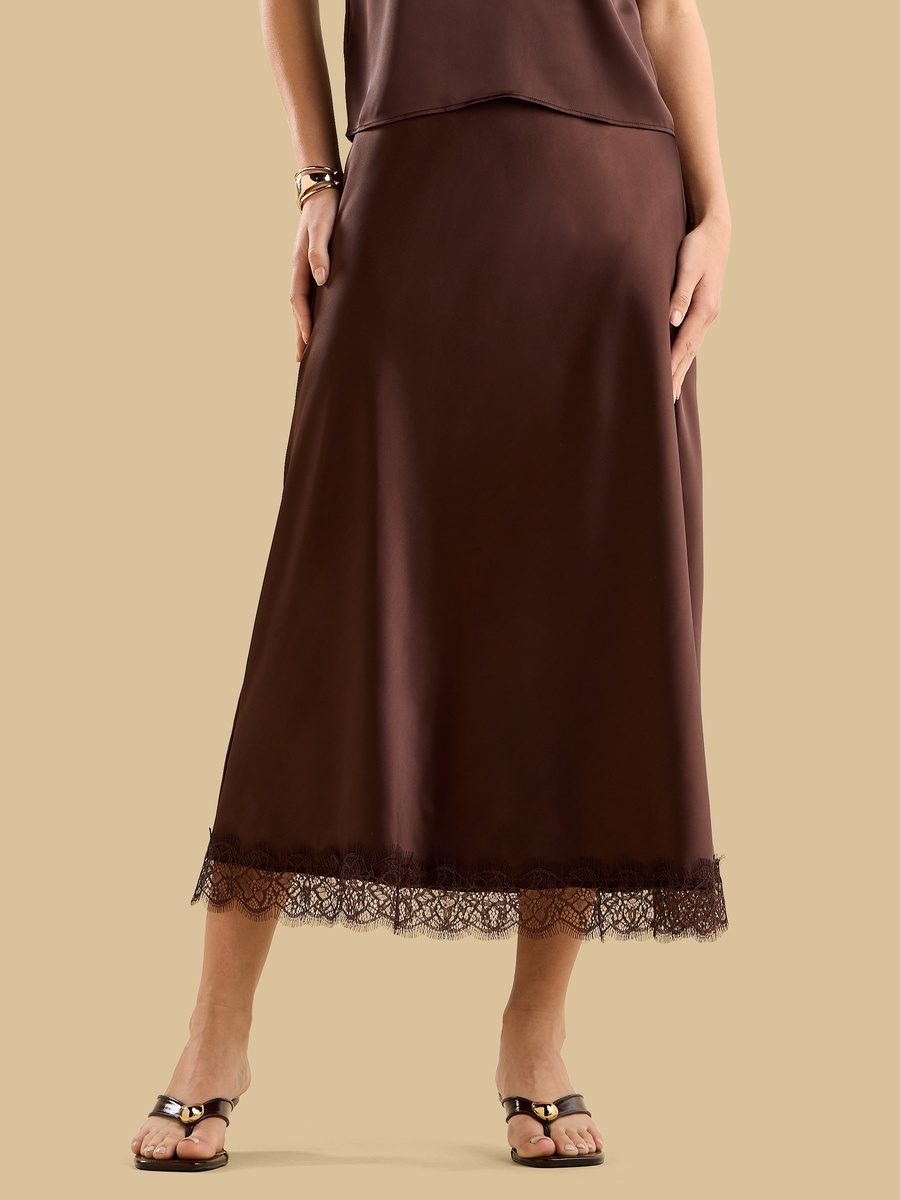 Lace Satin Skirt