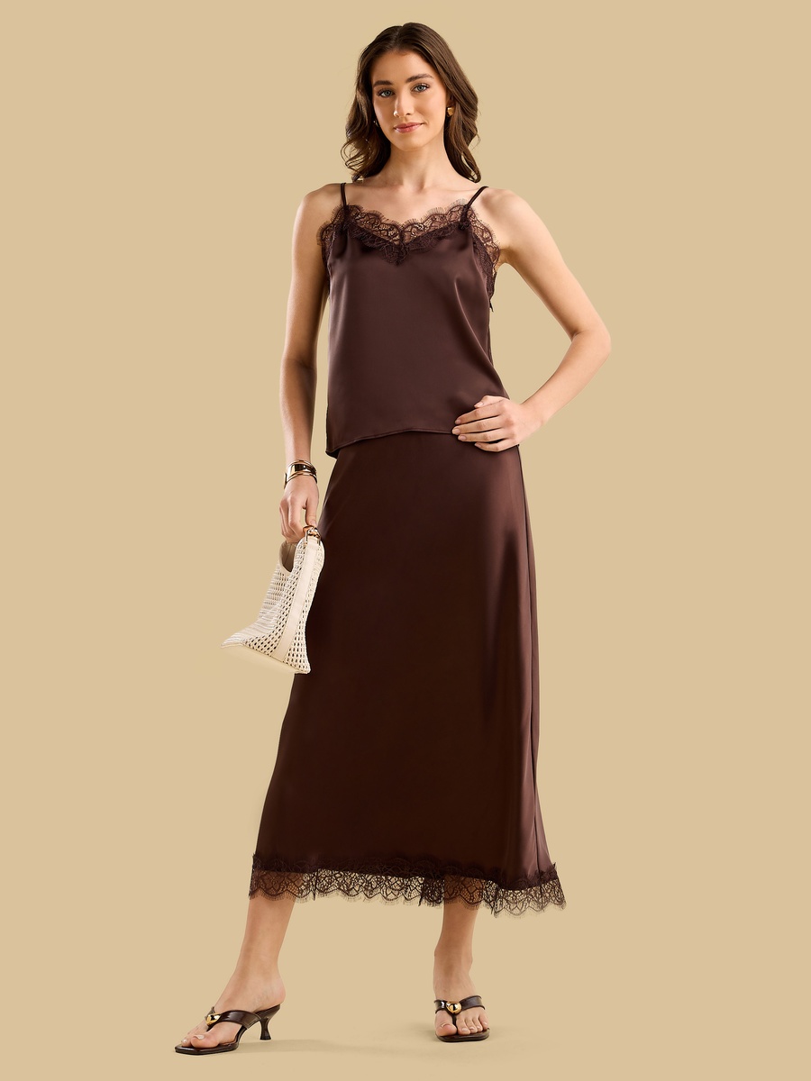 Lace Satin Skirt
