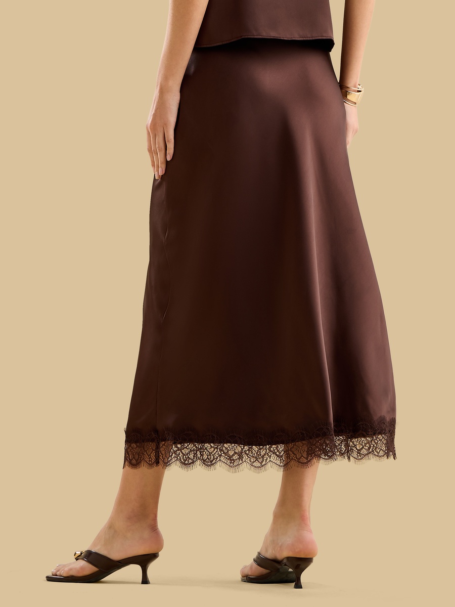 Lace Satin Skirt