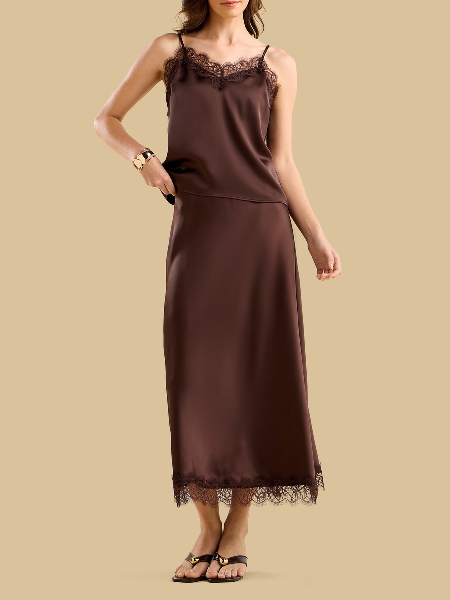 Lace Satin Skirt