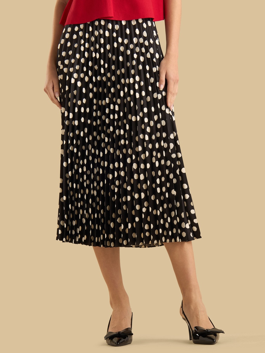 Polka Dot Print Pleated Skirt