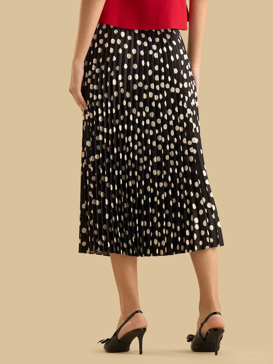 Polka Dot Print Pleated Skirt