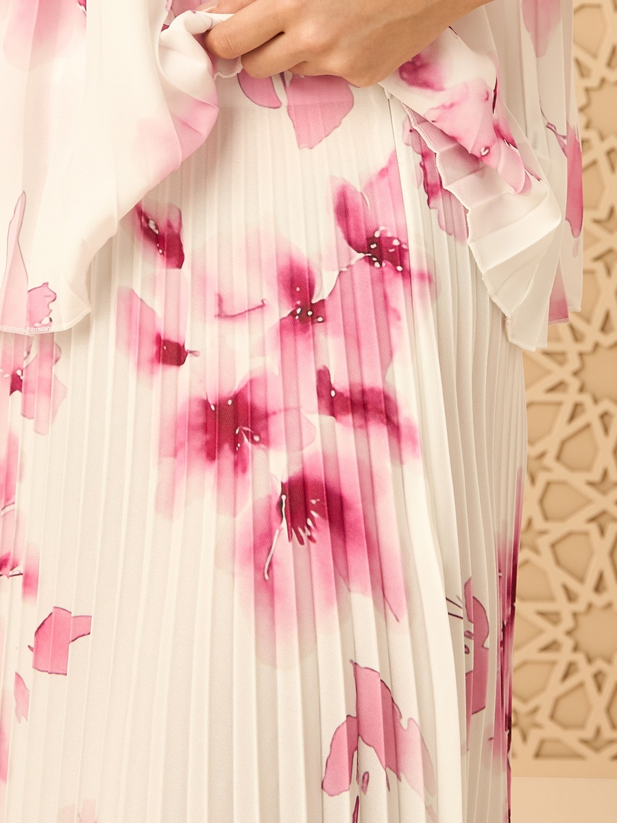 Floral Print Pleated Skirt