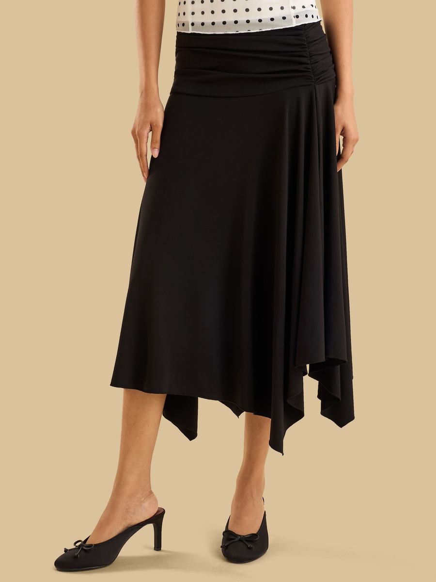 Ruched Asymmetric Skirt