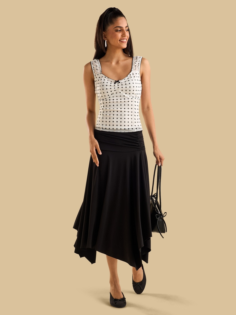 Ruched Asymmetric Skirt