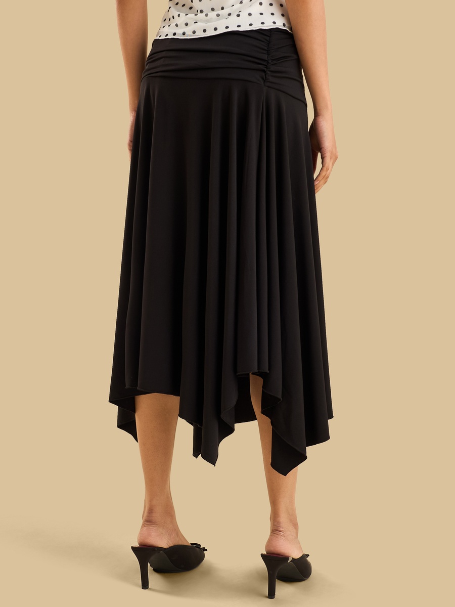 Ruched Asymmetric Skirt
