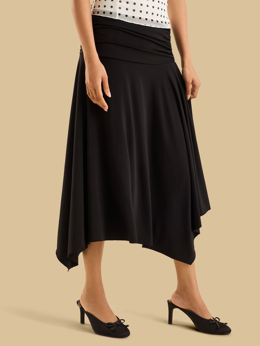 Ruched Asymmetric Skirt