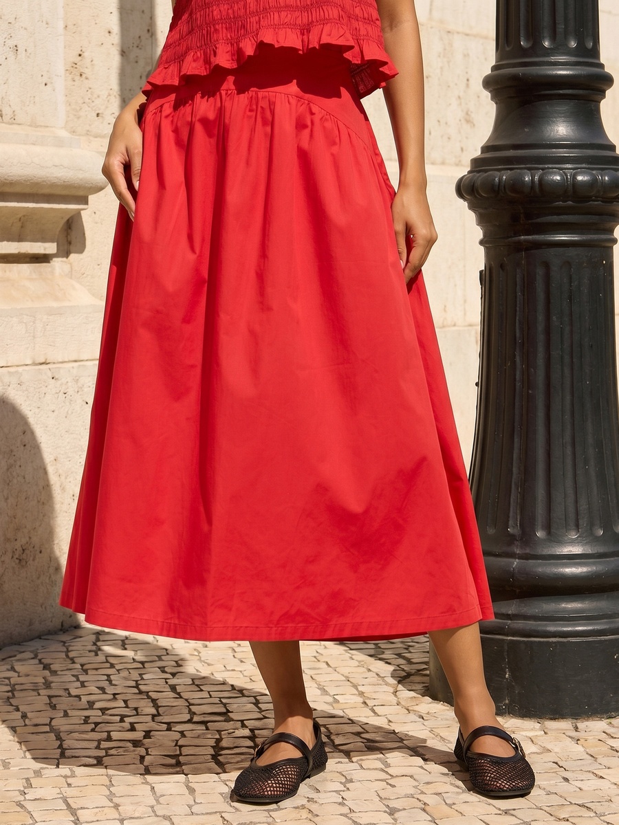 Midi Skirt with Zip Closure