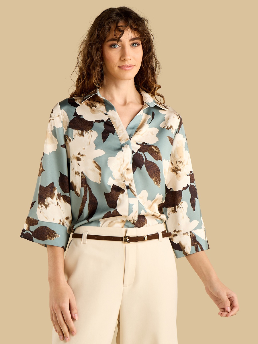 Floral Print Satin Shirt