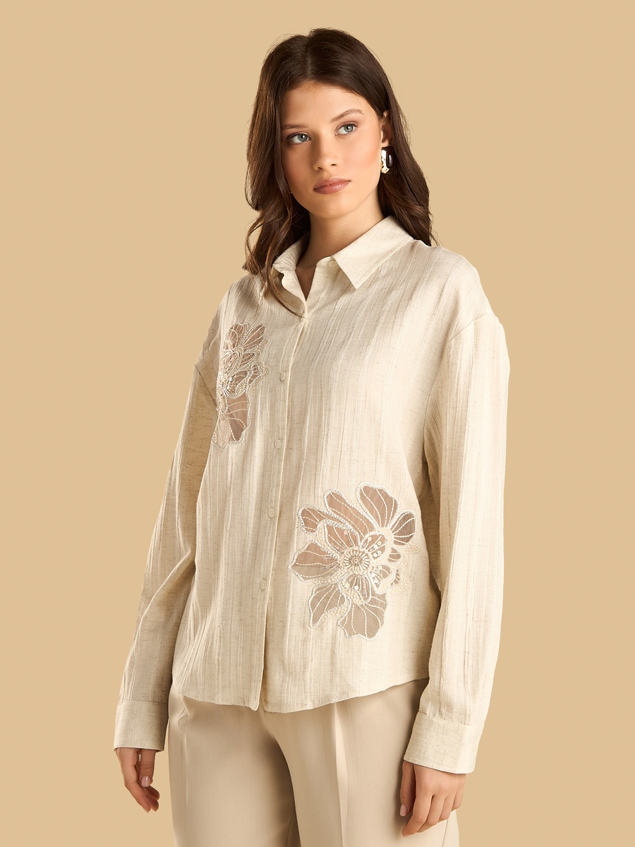 Floral Patch Embroidered Shirt