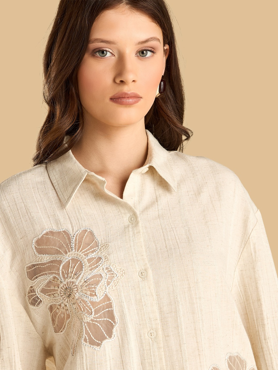 Floral Patch Embroidered Shirt