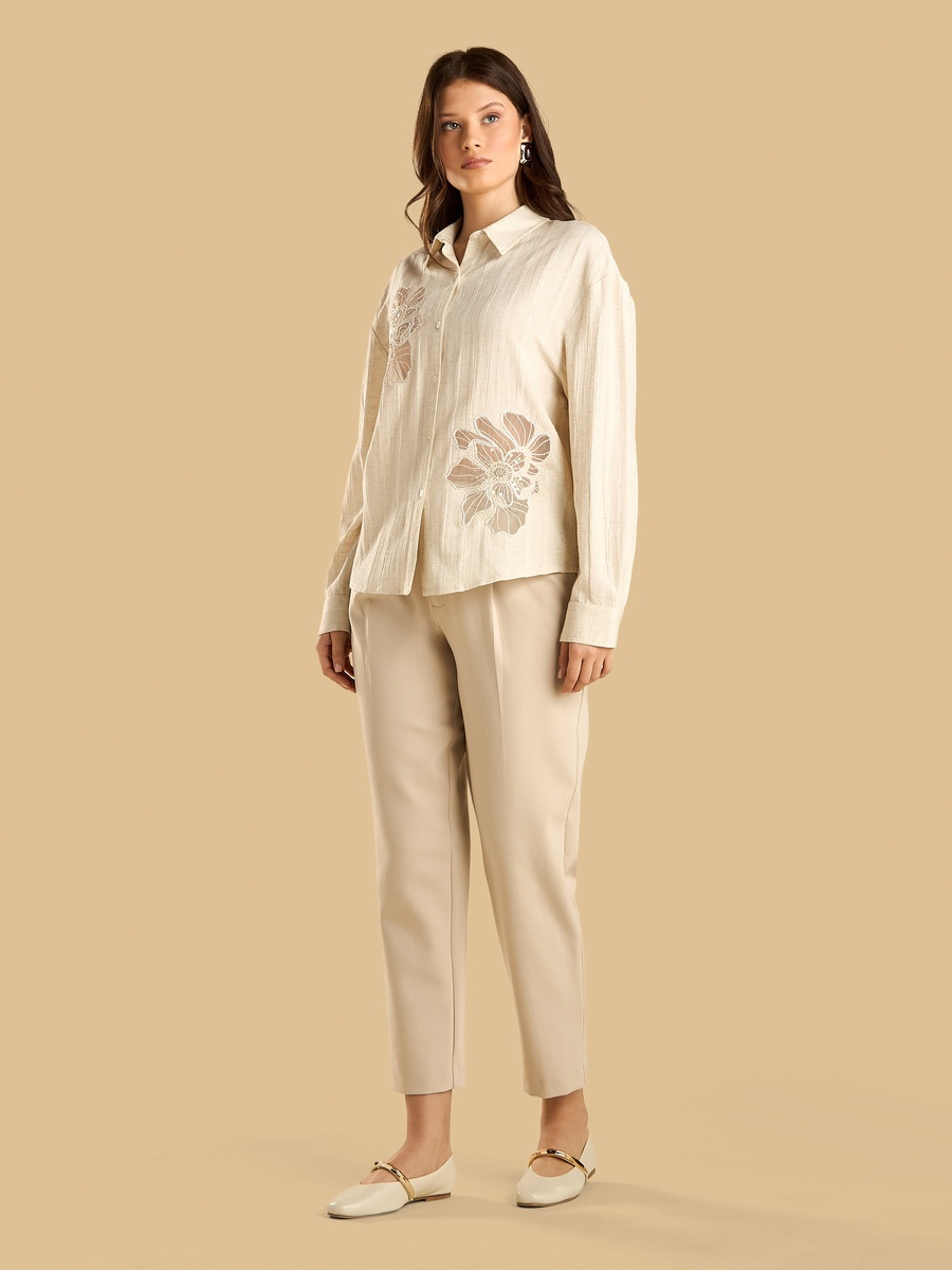 Floral Patch Embroidered Shirt