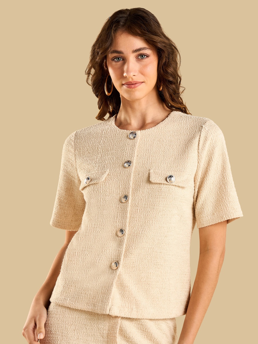 Textured Linen Tweed Shirt