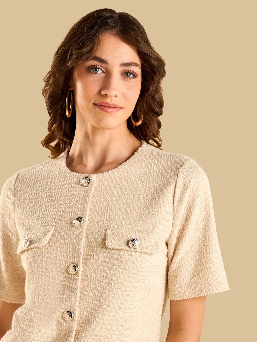 Textured Linen Tweed Shirt