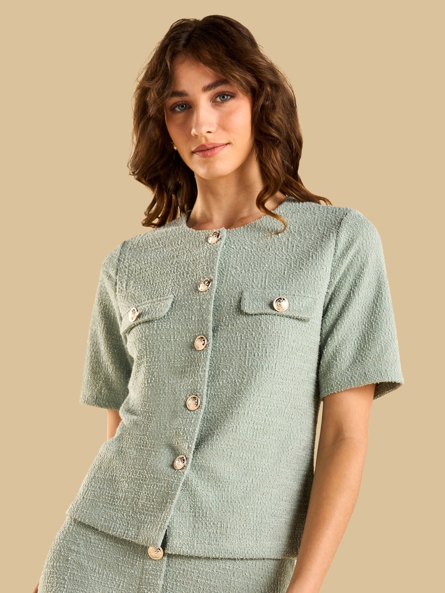 Textured Linen Tweed Shirt