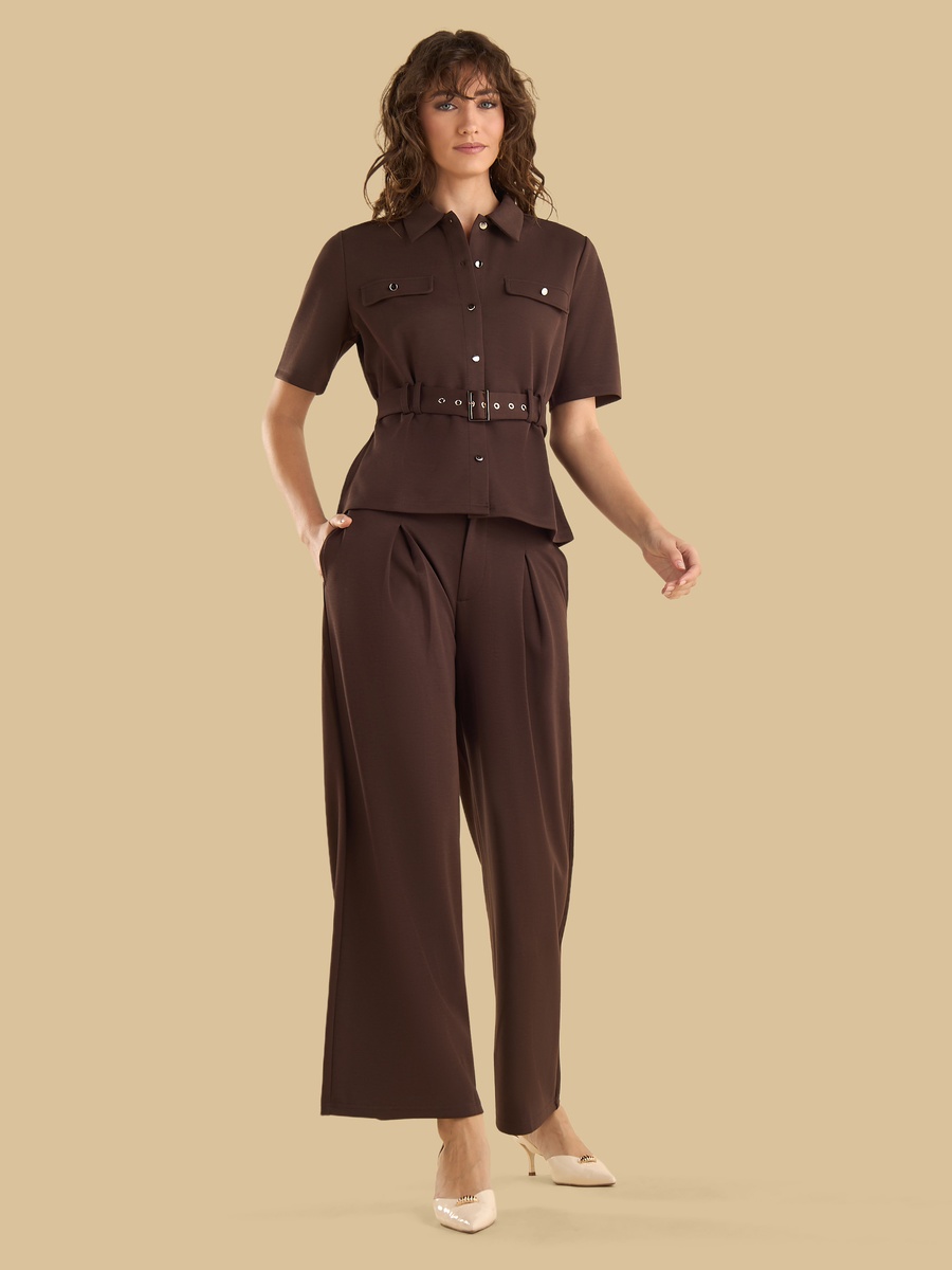 Textured Utility Shirt with Belt