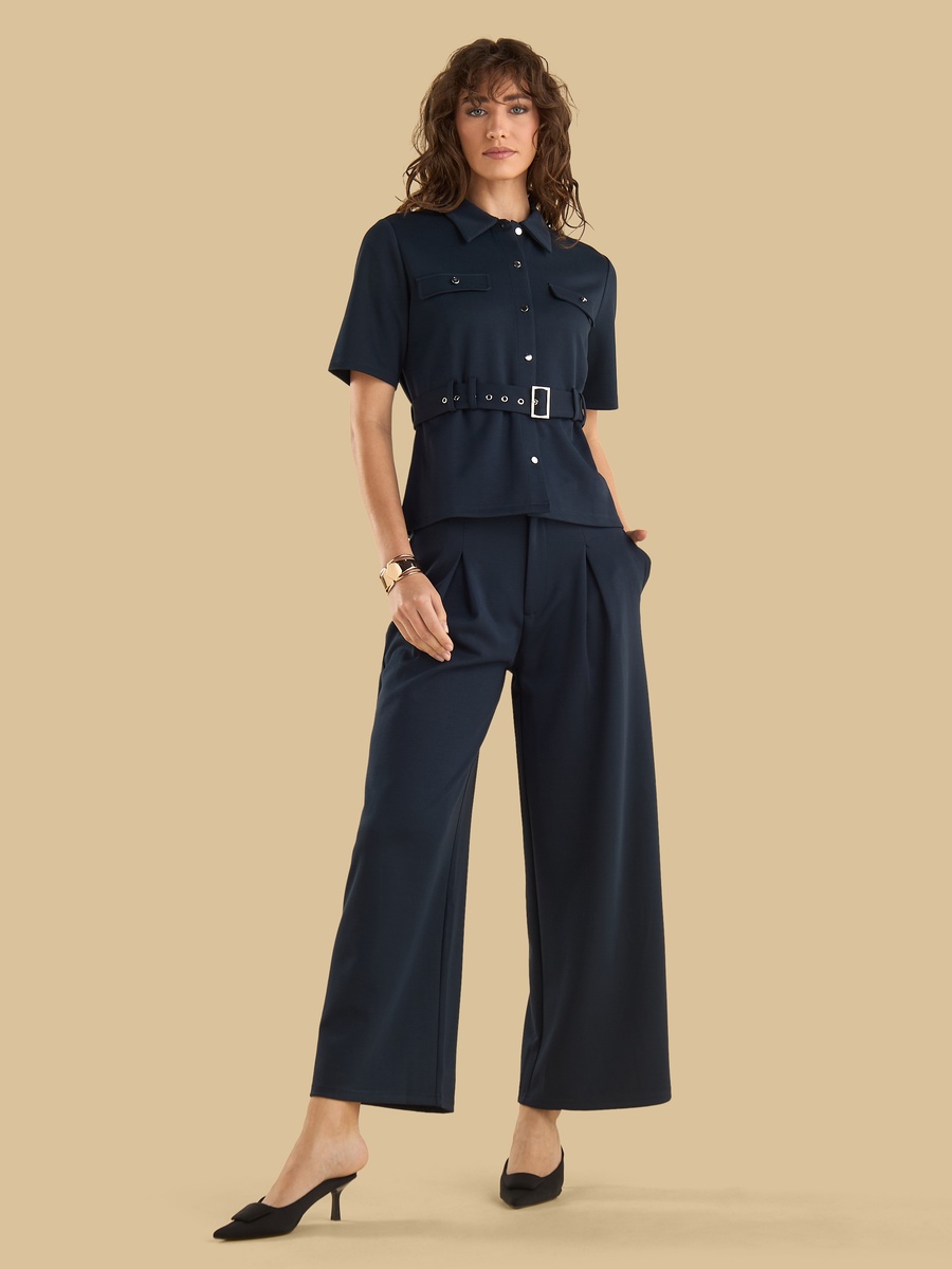 Textured Utility Shirt with Belt