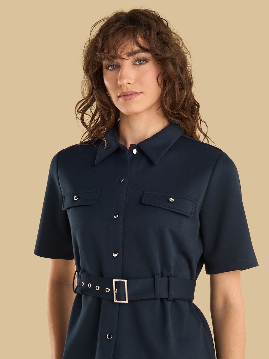 Textured Utility Shirt with Belt