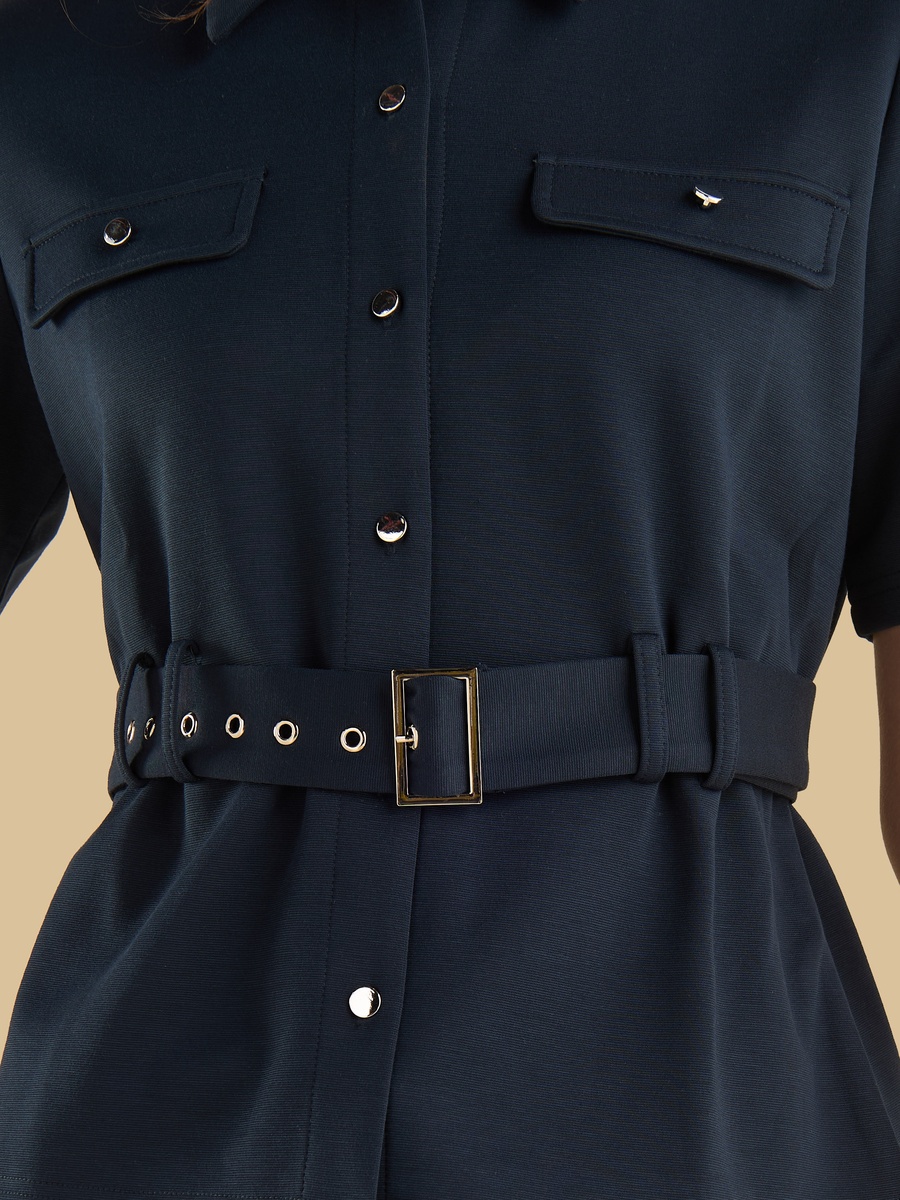 Textured Utility Shirt with Belt