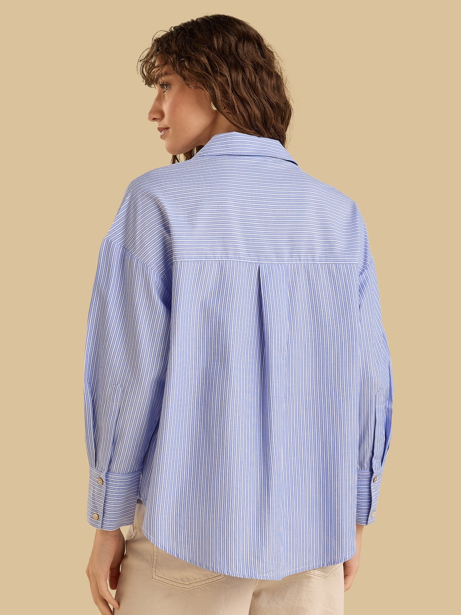 Applique Oversized Poplin Shirt