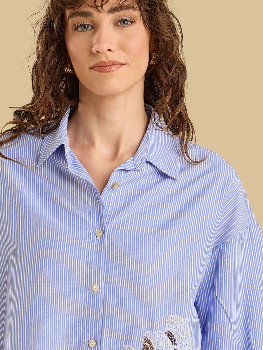 Applique Oversized Poplin Shirt