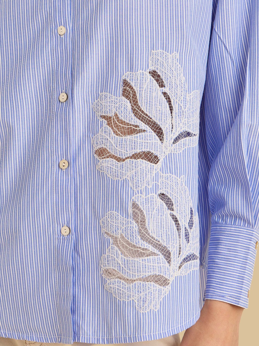 Applique Oversized Poplin Shirt