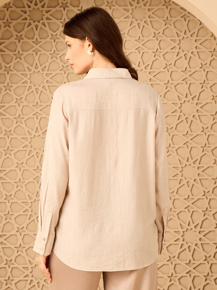 Crinkled Lurex Oversized Shirt