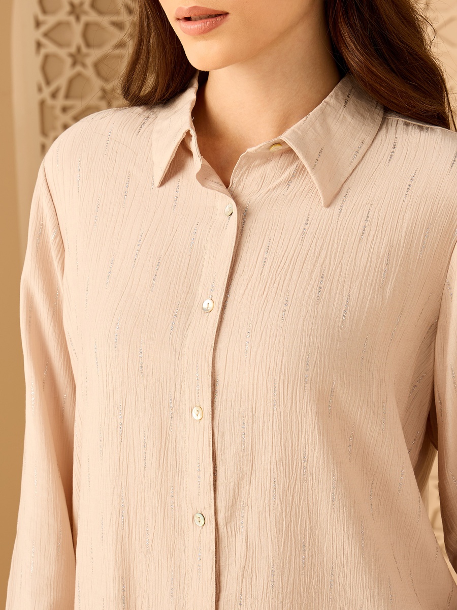 Crinkled Lurex Oversized Shirt