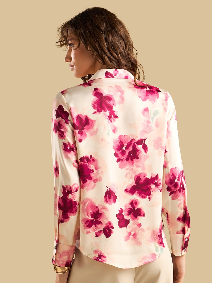 Floral Print Oversized Satin Shirt