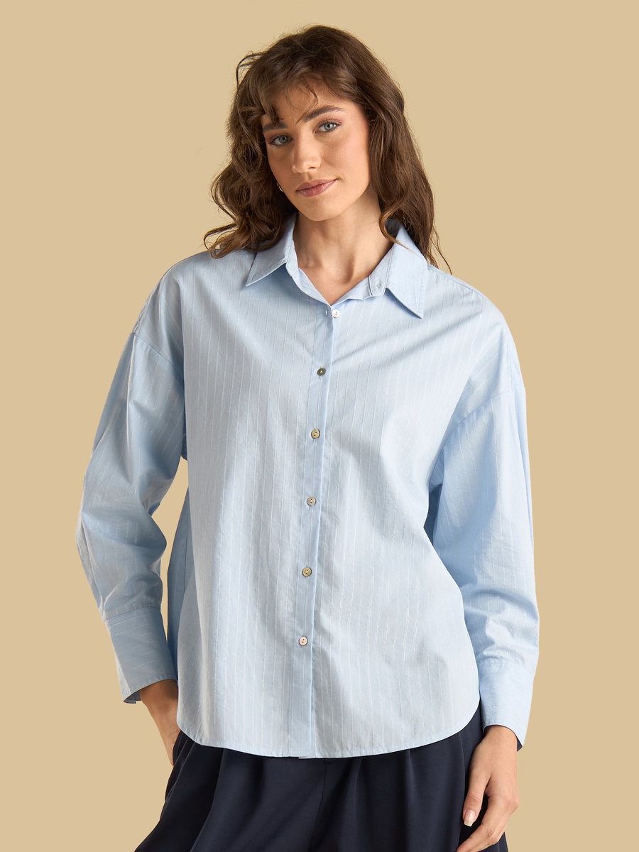 Lurex Striped Poplin Shirt