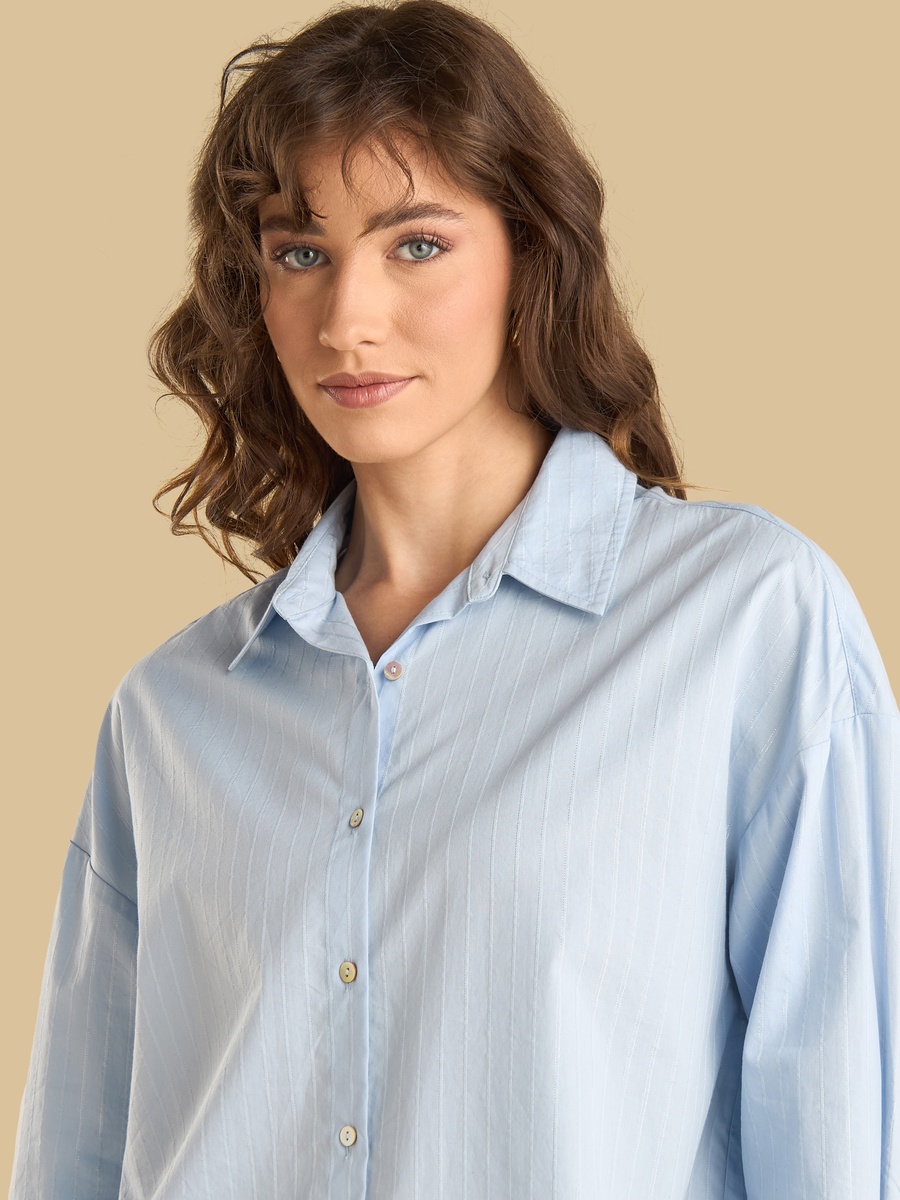 Lurex Striped Poplin Shirt