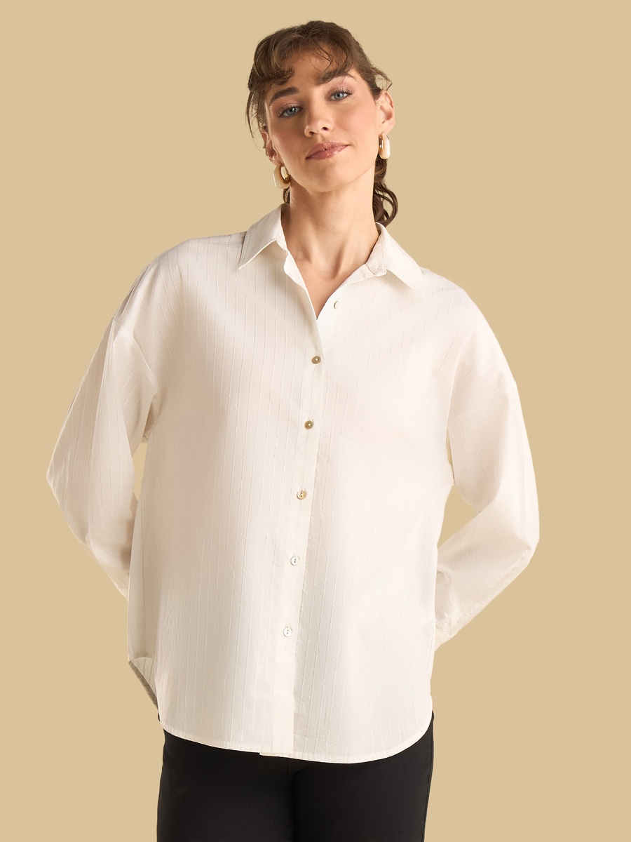 Lurex Striped Poplin Shirt