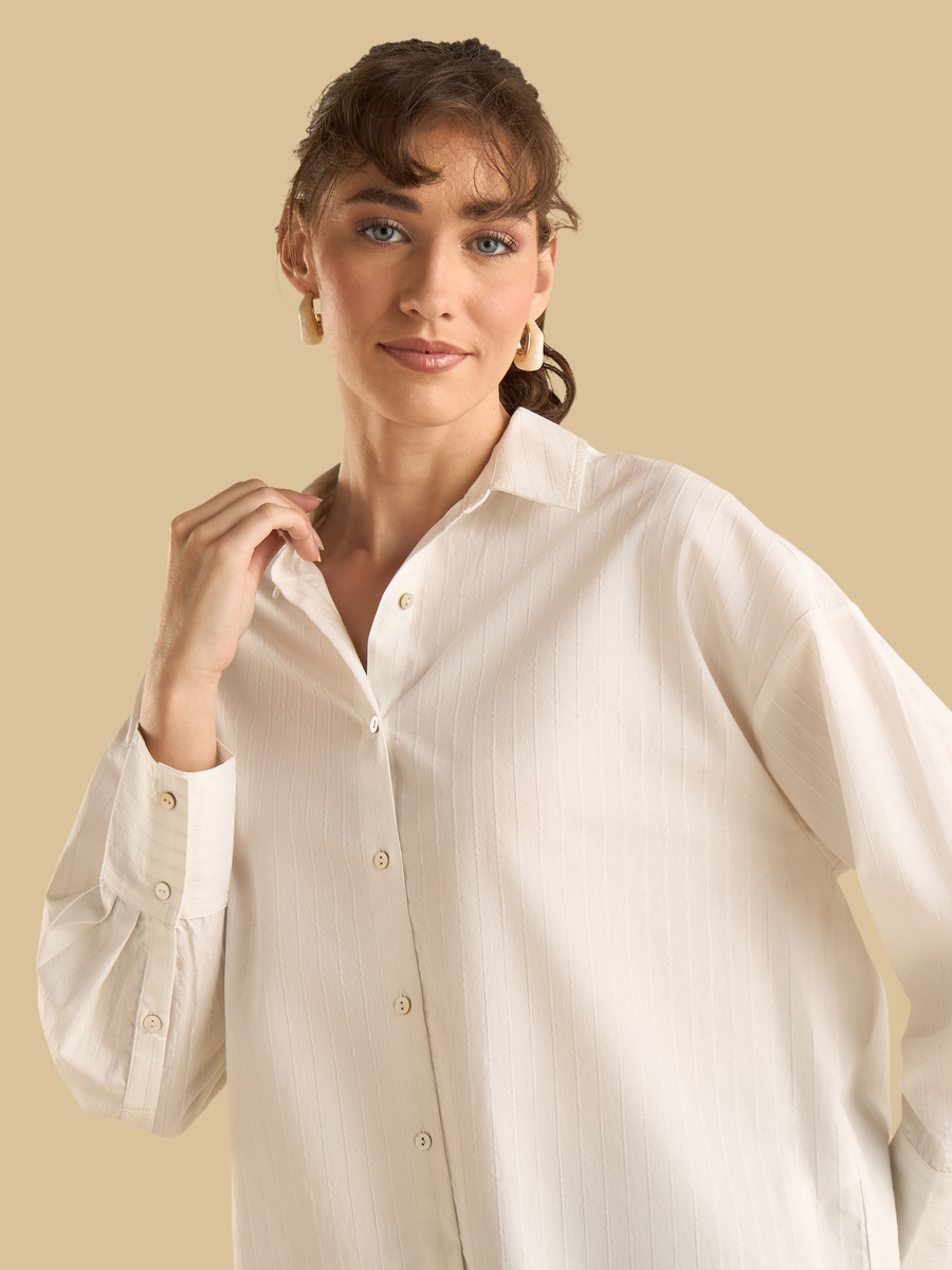 Lurex Striped Poplin Shirt