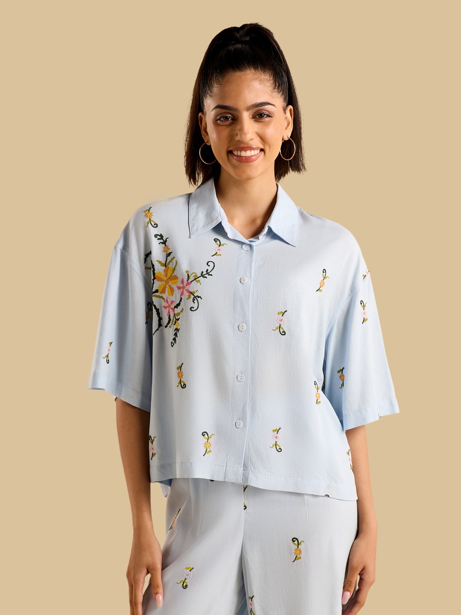 Floral Embroidered Shirt