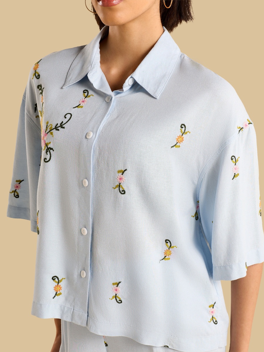 Floral Embroidered Shirt