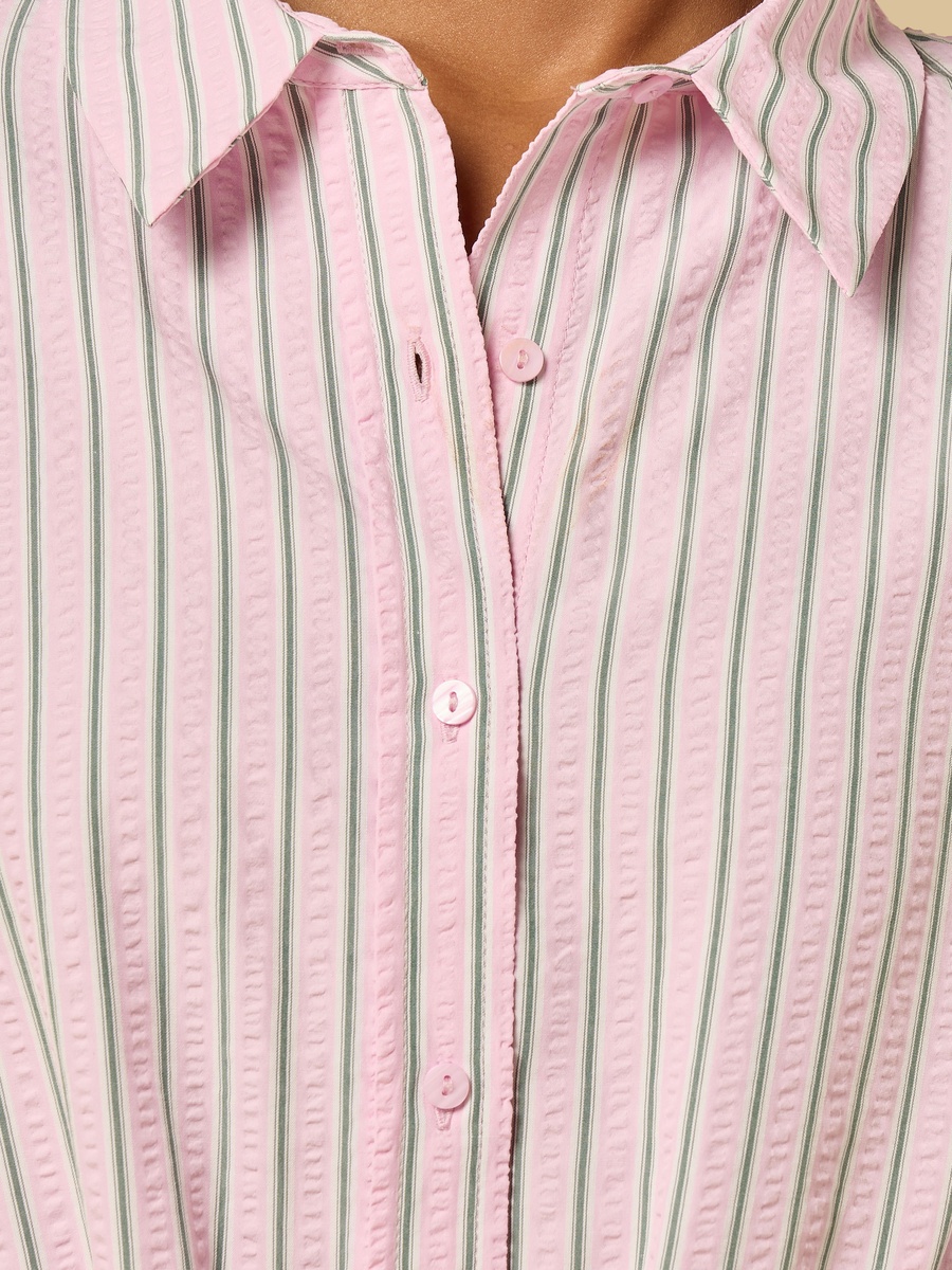 Striped Tie Front Shirt