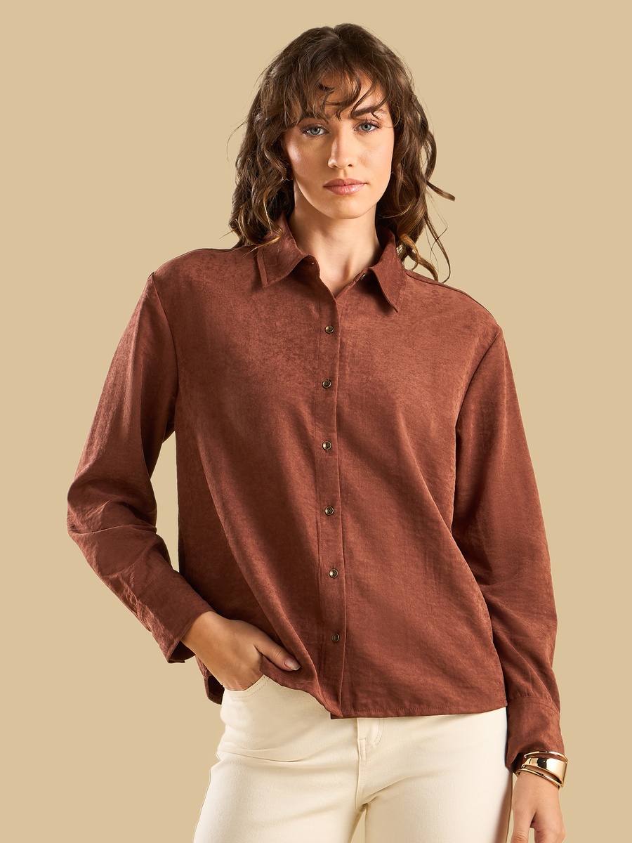 Textured Suede Oversized Shirt