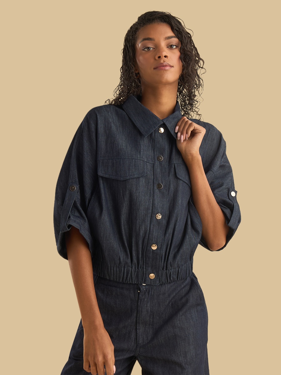 Plain Shirt with Elasticated Hem