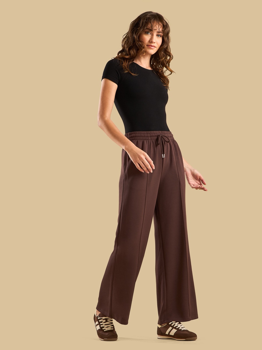 Pintuck Detail Modal Wide Leg Track Pants