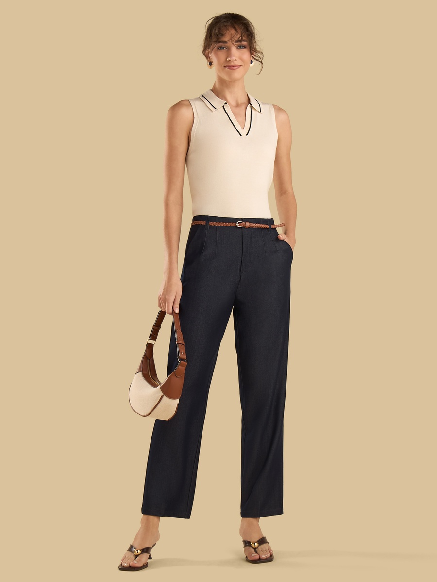 Tapered Pants With Belt